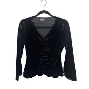 VTG Baranda Velvet Ruched Women’s Top Size Small Witchy Whimsigoth Romantic